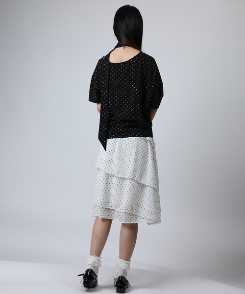 HOOK（フック）の「HOOK for girls ナロータイ付きワンショルダー半袖Tシャツ (SS)（Tシャツ/カットソー・レディース・ブラック/ライトベージュ・FREE）」の22枚目の写真
