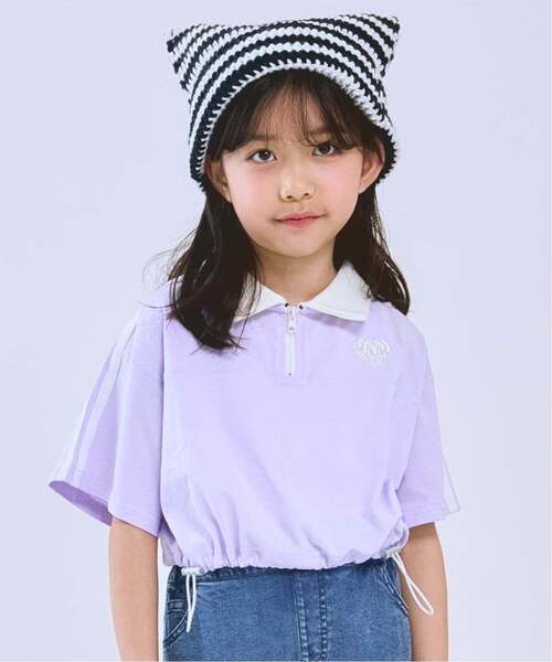 minimal(ミニマル)の「【インナーつき】ハーフジップクロップド半袖Tシャツセット(Tシャツ/カットソー・キッズ・ブラック/ラベンダー/オフホワイト・140cm/110cm/120cm/100cm/130cm)」の3枚目の写真