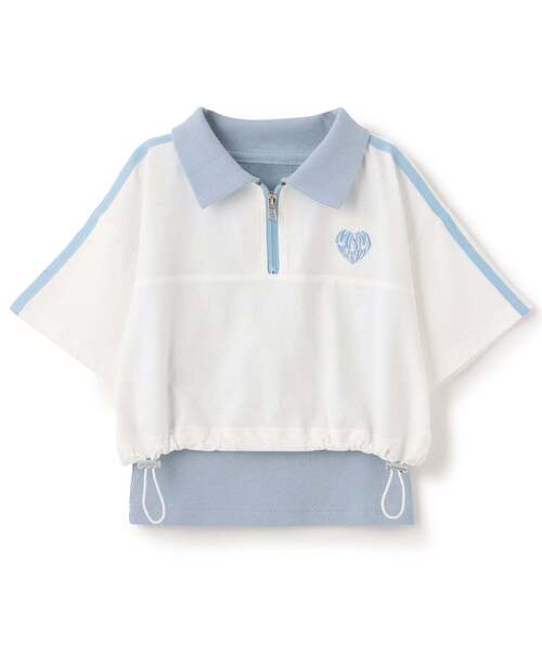 minimal(ミニマル)の「【インナーつき】ハーフジップクロップド半袖Tシャツセット(Tシャツ/カットソー・キッズ・ブラック/ラベンダー/オフホワイト・140cm/110cm/120cm/100cm/130cm)」の2枚目の写真