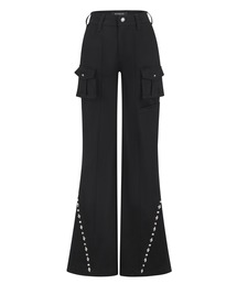 andwang Frill belt mini pants アンドワン ブラック ANDWANG｜アンドワンのパンツ（ブラック/黒色系・フルレングス）通販