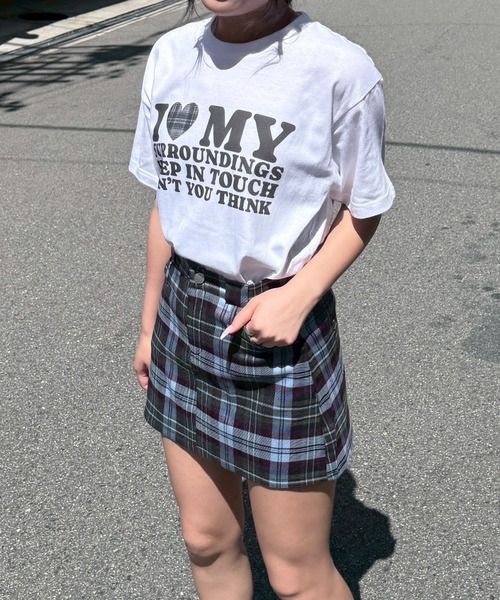 tunee(チュニー)の「LOVEハートデザイン半袖Tシャツ(hsyd)(Tシャツ/カットソー・レディース・A/ホワイト/F/E/D/C/B・X-LARGE/X-SMALL/SMALL/MEDIUM/LARGE)」の6枚目の写真