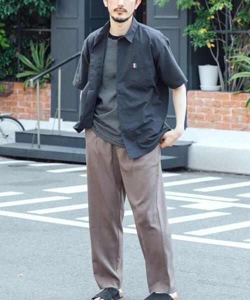 ITEMS URBANRESEARCH(アイテムズ アーバンリサーチ)の「『吸水速乾』フレンチリネン×COOLMAX ハンソデシャツ(シャツ/ブラウス・メンズ・オフホワイト/オリーブ/グレー/ブラック系その他・LARGE/MEDIUM)」の9枚目の写真