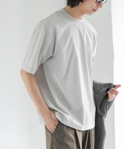 FORK&SPOON(フォークアンドスプーン)の「FORK&SPOON TEC LINEN T-SHIRTS(Tシャツ/カットソー・メンズ・ライトグレー/ブルー系その他/ブラック・4/5)」の2枚目の写真