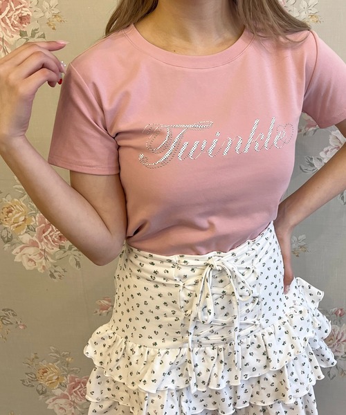 PHILLY(フィリー)の「スタッズデザインロゴTシャツ(Tシャツ/カットソー・レディース・ピンク/ホワイト・FREE)」の1枚目の写真