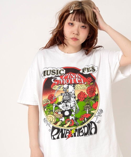 RNA(アールエヌエー)の「M2725 【PINKMOTEL】サイケプリントT(Tシャツ/カットソー・レディース・ピンク/ホワイト/ブラック・MEDIUM)」の1枚目の写真
