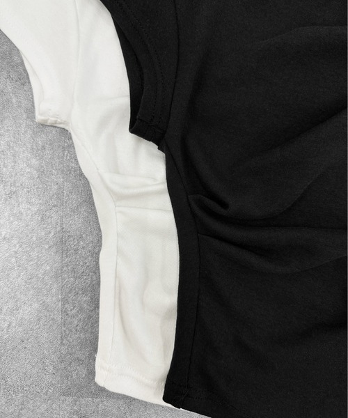 LVEU.(ラブユ.)の「【LVEU.】ドレープデザイントップス / トップス ドレープ 半袖 クロップド丈 ミニT Tシャツ ドレープ ZOZOTOWN限定(Tシャツ/カットソー・レディース・ホワイト/ブラック・FREE)」の14枚目の写真