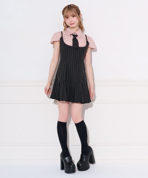 apres jour(アプレジュール)の「【2way】ネクタイ付きプリーツミニキャミワンピース(ワンピース・レディース・グレー系その他/ブラック系その他/グレー・SMALL/X-LARGE/MEDIUM)」の20枚目の写真