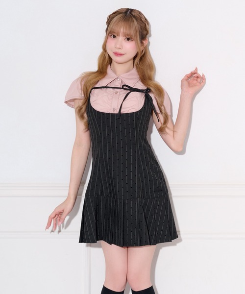 apres jour(アプレジュール)の「【2way】ネクタイ付きプリーツミニキャミワンピース(ワンピース・レディース・グレー系その他/ブラック系その他/グレー・SMALL/X-LARGE/MEDIUM)」の18枚目の写真