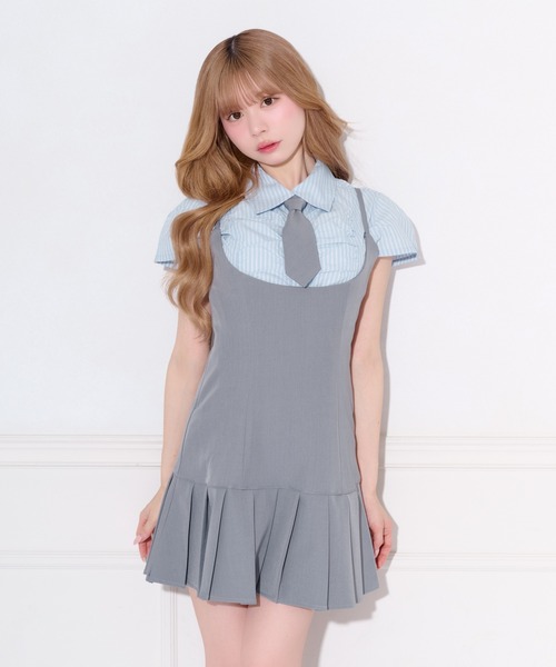 apres jour(アプレジュール)の「【2way】ネクタイ付きプリーツミニキャミワンピース(ワンピース・レディース・グレー系その他/ブラック系その他/グレー・SMALL/X-LARGE/MEDIUM)」の11枚目の写真