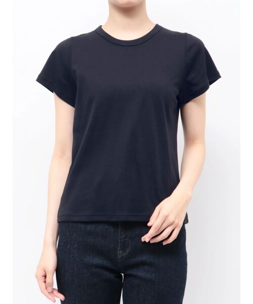 TONAL(トーナル)の「【Plax】ポリ乳酸スムースTシャツ(Tシャツ/カットソー・レディース・ライトブルー/ネイビー/オフホワイト・MEDIUM)」の3枚目の写真