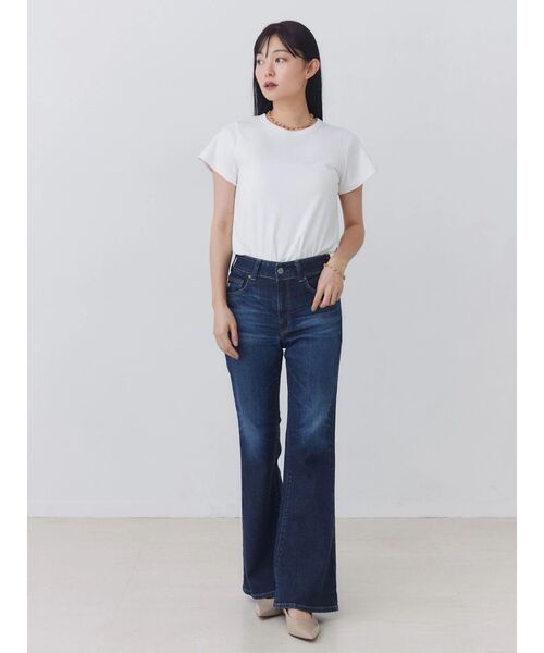 TONAL(トーナル)の「【Plax】ポリ乳酸スムースTシャツ(Tシャツ/カットソー・レディース・ライトブルー/ネイビー/オフホワイト・MEDIUM)」の8枚目の写真