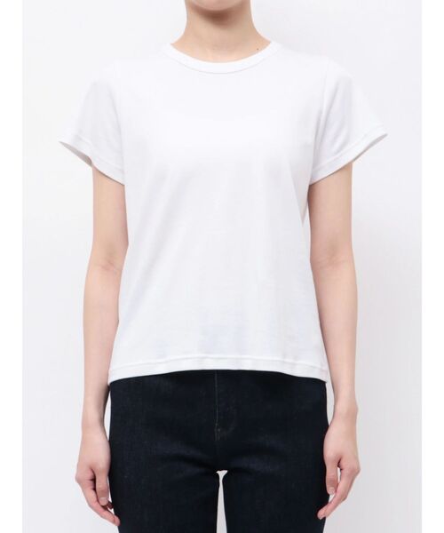 TONAL(トーナル)の「【Plax】ポリ乳酸スムースTシャツ(Tシャツ/カットソー・レディース・ライトブルー/ネイビー/オフホワイト・MEDIUM)」の16枚目の写真