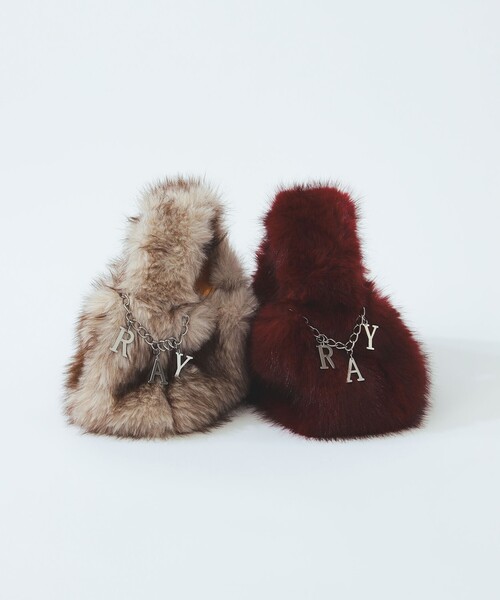 Ray BEAMS(レイビームス)の「MIX フェイク ファー バッグ(トートバッグ・レディース・レッド/ベージュ・ONE SIZE)」の2枚目の写真