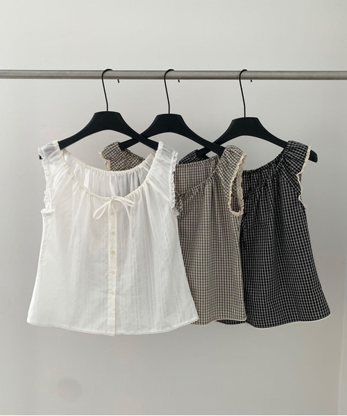 Chiina(チーナ)の「【Chiina】フロントボタンキャミトップス(シャツ/ブラウス・レディース・ホワイト/グレー/ブラック・FREE)」の13枚目の写真