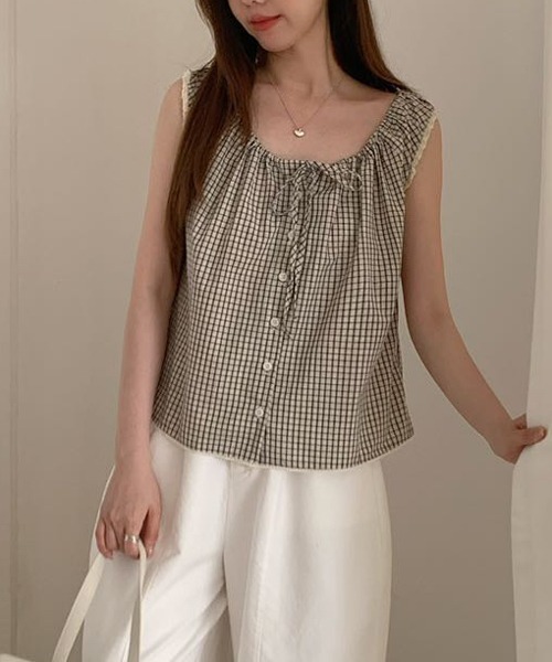 Chiina(チーナ)の「【Chiina】フロントボタンキャミトップス(シャツ/ブラウス・レディース・ホワイト/グレー/ブラック・FREE)」の6枚目の写真