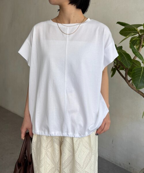Jena espace merveilleux(ジェナ エスパスメルヴェイユ)の「裾ドロストタックプルオーバー(Tシャツ/カットソー・レディース・チャコールグレー/オフホワイト/グリーン・FREE)」の4枚目の写真