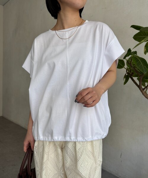 Jena espace merveilleux(ジェナ エスパスメルヴェイユ)の「裾ドロストタックプルオーバー(Tシャツ/カットソー・レディース・チャコールグレー/オフホワイト/グリーン・FREE)」の6枚目の写真