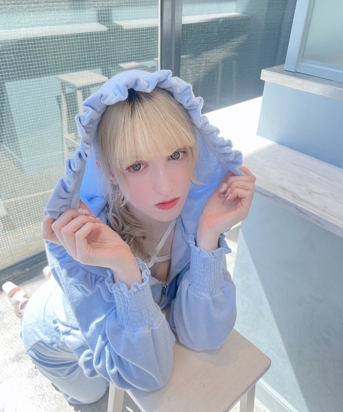 lilLilly(リルリリー)の「パイルシャーリングパーカー(パーカー・レディース・ピンク/グレー/ホワイト/ブルー・FREE)」の6枚目の写真