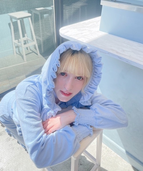lilLilly(リルリリー)の「パイルシャーリングパーカー(パーカー・レディース・ピンク/グレー/ホワイト/ブルー・FREE)」の7枚目の写真