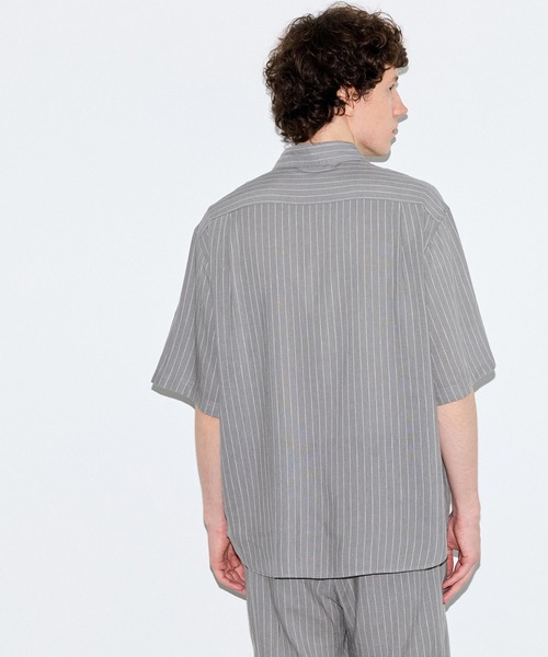 coca（coca）（コカ）の「リネンライクストライプリラックス半袖シャツ（シャツ/ブラウス・メンズ・ブラック/グレー・L/XL/M）」の6枚目の写真