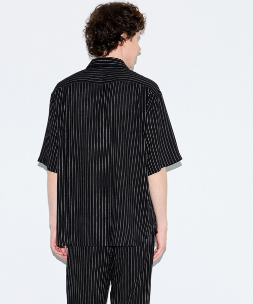 coca（coca）（コカ）の「リネンライクストライプリラックス半袖シャツ（シャツ/ブラウス・メンズ・ブラック/グレー・L/XL/M）」の10枚目の写真