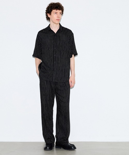 coca（coca）（コカ）の「リネンライクストライプリラックス半袖シャツ（シャツ/ブラウス・メンズ・ブラック/グレー・L/XL/M）」の17枚目の写真