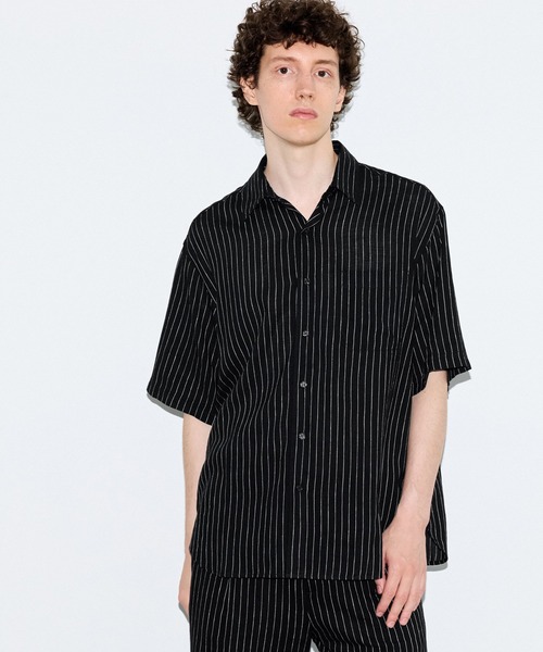 coca（coca）（コカ）の「リネンライクストライプリラックス半袖シャツ（シャツ/ブラウス・メンズ・ブラック/グレー・L/XL/M）」の16枚目の写真