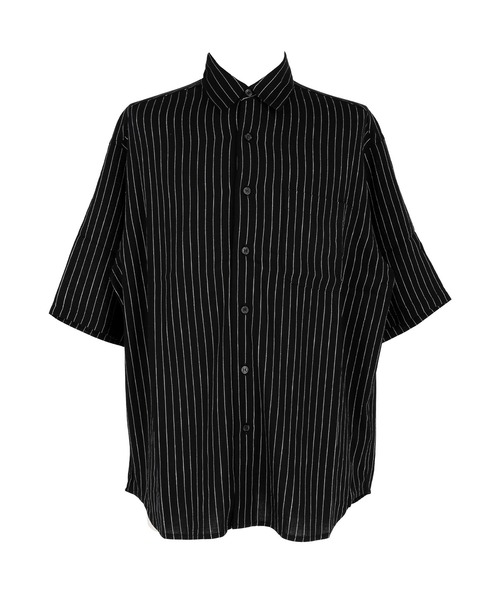 coca（coca）（コカ）の「リネンライクストライプリラックス半袖シャツ（シャツ/ブラウス・メンズ・ブラック/グレー・L/XL/M）」の12枚目の写真