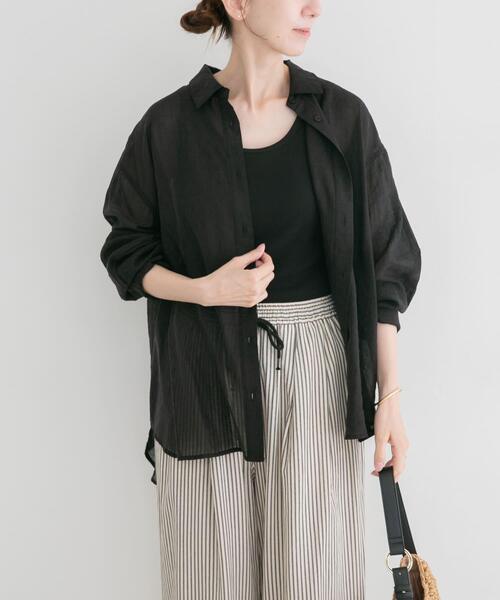 ITEMS URBANRESEARCH（アイテムズ アーバンリサーチ）の「シアーチェックオーバーシャツ（シャツ/ブラウス・レディース・ライトブルー/ベージュ系その他/ブラック・FREE）」の4枚目の写真