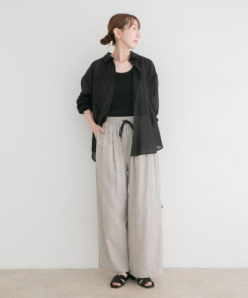 ITEMS URBANRESEARCH（アイテムズ アーバンリサーチ）の「シアーチェックオーバーシャツ（シャツ/ブラウス・レディース・ライトブルー/ベージュ系その他/ブラック・FREE）」の7枚目の写真