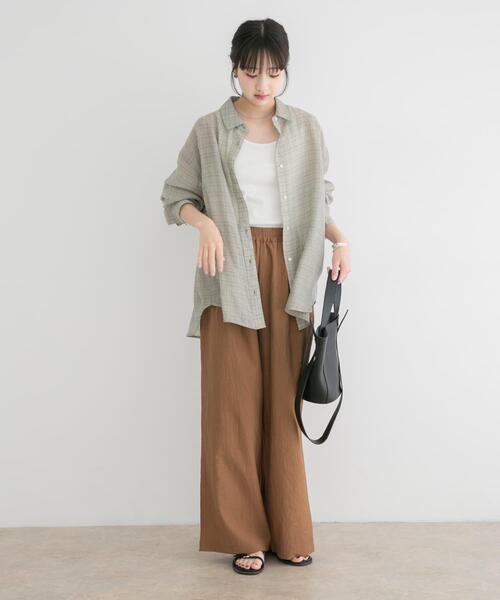 ITEMS URBANRESEARCH（アイテムズ アーバンリサーチ）の「シアーチェックオーバーシャツ（シャツ/ブラウス・レディース・ライトブルー/ベージュ系その他/ブラック・FREE）」の17枚目の写真