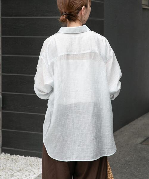 ITEMS URBANRESEARCH（アイテムズ アーバンリサーチ）の「シアーチェックオーバーシャツ（シャツ/ブラウス・レディース・ライトブルー/ベージュ系その他/ブラック・FREE）」の21枚目の写真