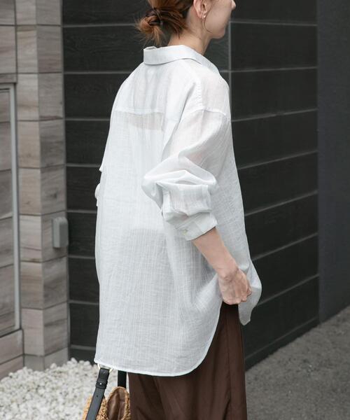 ITEMS URBANRESEARCH（アイテムズ アーバンリサーチ）の「シアーチェックオーバーシャツ（シャツ/ブラウス・レディース・ライトブルー/ベージュ系その他/ブラック・FREE）」の12枚目の写真