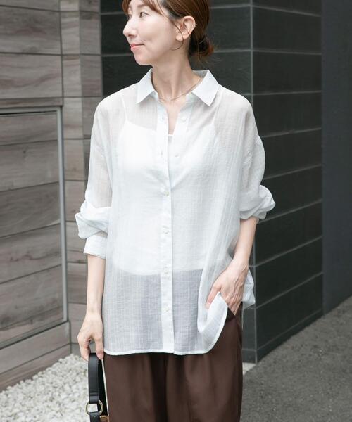 ITEMS URBANRESEARCH（アイテムズ アーバンリサーチ）の「シアーチェックオーバーシャツ（シャツ/ブラウス・レディース・ライトブルー/ベージュ系その他/ブラック・FREE）」の13枚目の写真