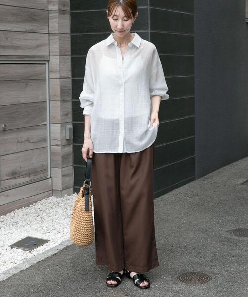 ITEMS URBANRESEARCH（アイテムズ アーバンリサーチ）の「シアーチェックオーバーシャツ（シャツ/ブラウス・レディース・ライトブルー/ベージュ系その他/ブラック・FREE）」の14枚目の写真
