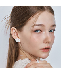 pearl bead flower earrings
