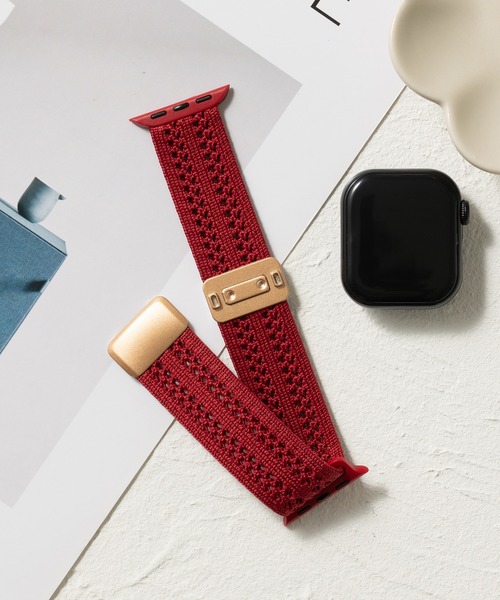 emonique(エモニーク)の「ナイロン編み アップルウォッチバンド Apple Watch バンド【38mm/40mm/41mm 対応】(デジタル腕時計・レディース・ピンク/ブラック/ライトブルー/グリーン/ホワイト/レッド・38/42)」の6枚目の写真