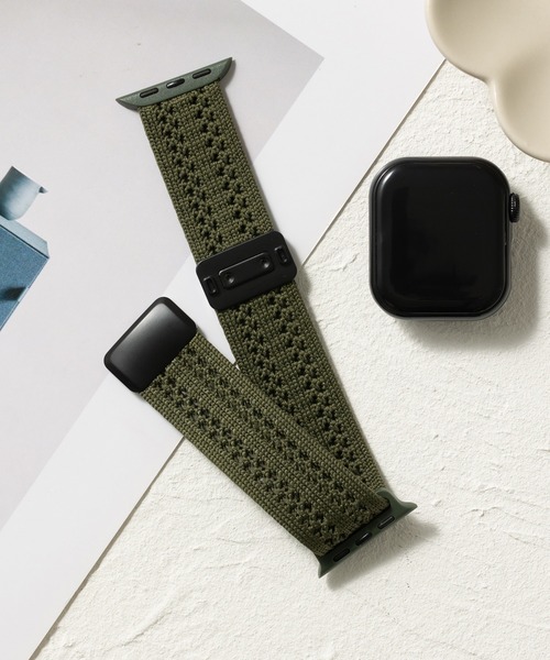 emonique(エモニーク)の「ナイロン編み アップルウォッチバンド Apple Watch バンド【38mm/40mm/41mm 対応】(デジタル腕時計・レディース・ピンク/ブラック/ライトブルー/グリーン/ホワイト/レッド・38/42)」の3枚目の写真