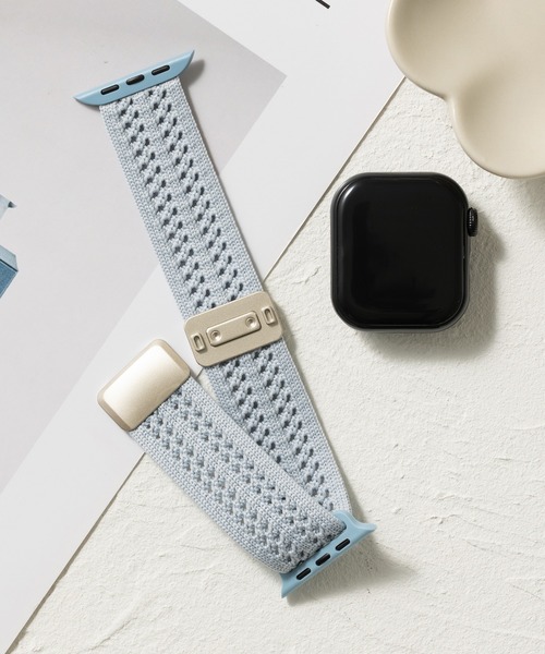 emonique(エモニーク)の「ナイロン編み アップルウォッチバンド Apple Watch バンド【38mm/40mm/41mm 対応】(デジタル腕時計・レディース・ピンク/ブラック/ライトブルー/グリーン/ホワイト/レッド・38/42)」の4枚目の写真