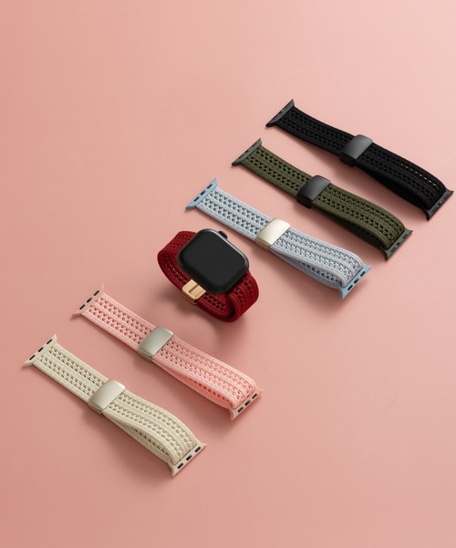 emonique(エモニーク)の「ナイロン編み アップルウォッチバンド Apple Watch バンド【38mm/40mm/41mm 対応】(デジタル腕時計・レディース・ピンク/ブラック/ライトブルー/グリーン/ホワイト/レッド・38/42)」の7枚目の写真