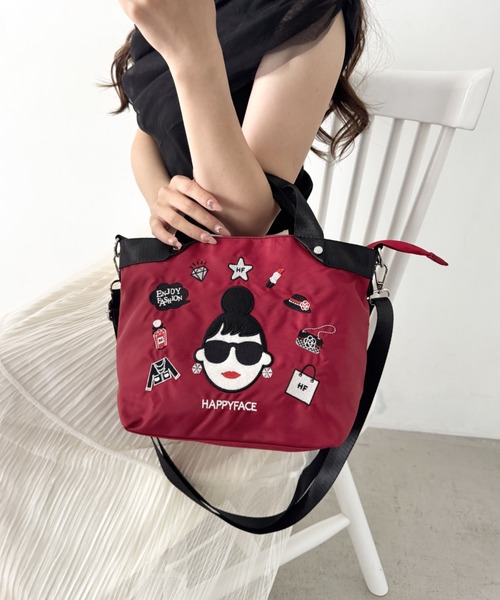 HAPPY FACE(ハッピーフェイス)の「エマ新刺繍2WAYショルダーRD(ショルダーバッグ・レディース・レッド・ONE SIZE)」の1枚目の写真