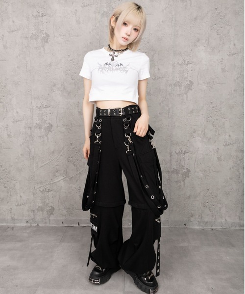 Amilige(アミリージュ)の「ハートコウモリラインストーンチビTシャツ(Tシャツ/カットソー・レディース・ブラック/ホワイト・FREE)」の13枚目の写真