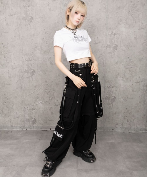 Amilige(アミリージュ)の「ハートコウモリラインストーンチビTシャツ(Tシャツ/カットソー・レディース・ブラック/ホワイト・FREE)」の12枚目の写真