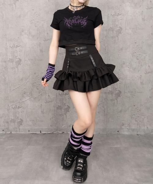 Amilige(アミリージュ)の「ハートコウモリラインストーンチビTシャツ(Tシャツ/カットソー・レディース・ブラック/ホワイト・FREE)」の6枚目の写真