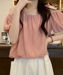 リボンショルダー オフショルダーブラウス