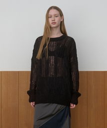 SHEER ROUND OVER KNIT_BLACK