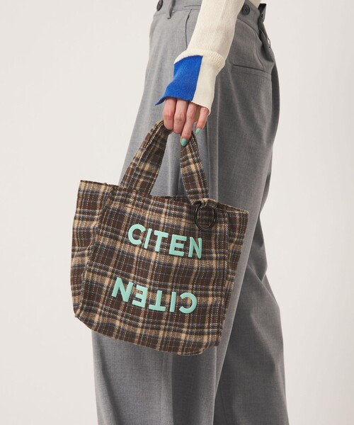 CITEN(シテン)の「<CITEN>チェック柄トートSサイズ(トートバッグ・レディース・ブラウン/ネイビー/ロイヤルブルー・フリー)」の2枚目の写真