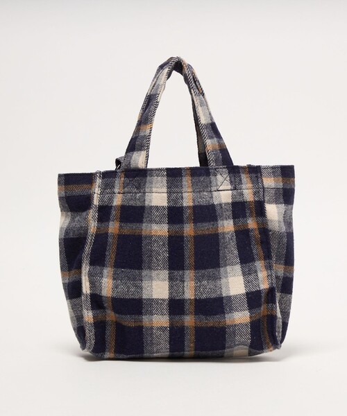 CITEN(シテン)の「<CITEN>チェック柄トートSサイズ(トートバッグ・レディース・ブラウン/ネイビー/ロイヤルブルー・フリー)」の6枚目の写真