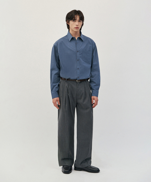 WORK ON BODY OFF（ワークオンボディオフ）の「オーバーサイズウォッシュドコットンシャツ[ブルー]（シャツ/ブラウス・メンズ・ブルー・LARGE/X-LARGE/MEDIUM）」の9枚目の写真