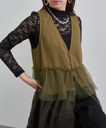 【MAISON BREEZE reveur】チュールフリルオーガンジーワンピース trc